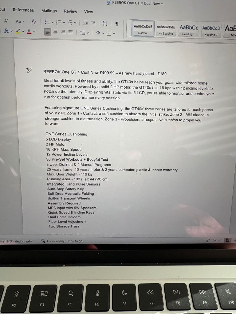 Reebok treadmill one GT 4