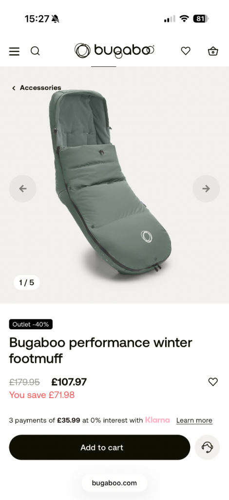 Bugaboo performance winter footmuff