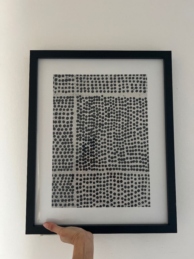 Framed Abstract Spot Art Print – Black Frame
