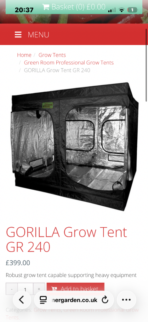 Unused unboxed 2.4x2.4x2 grow tent 