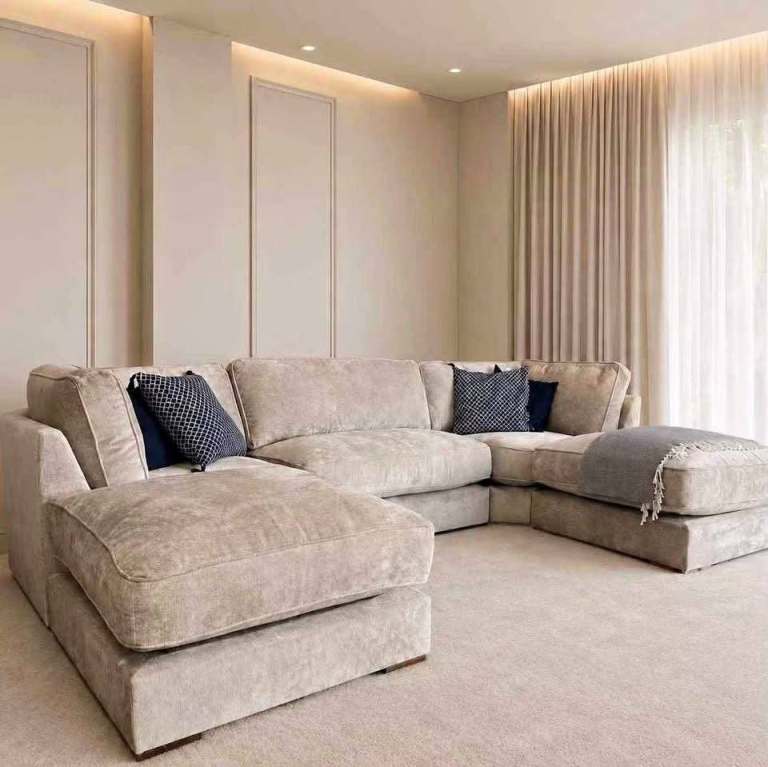 🚨 30% OFF THIS WEEK | Modern Cream U-Shape Sofa | Mini Bishop Sectional | Sofa Bed Available