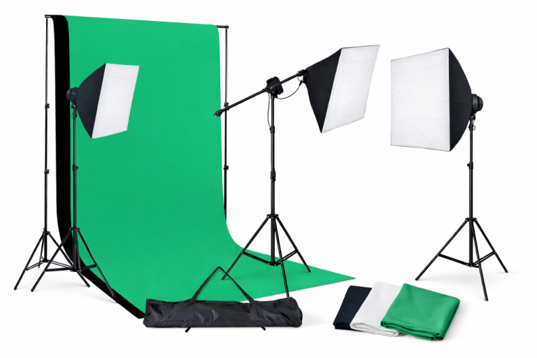 Complete Photography Studio Lighting Kit – 3x Softbox Lights + Backdrop Stand & Covers