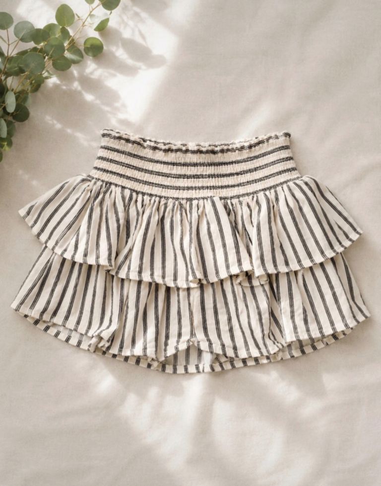 H&M Kids Striped Tiered Skirt – Black & White, As Good As New