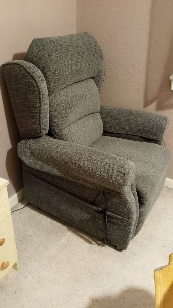 Motorised rise and recline chair in grey