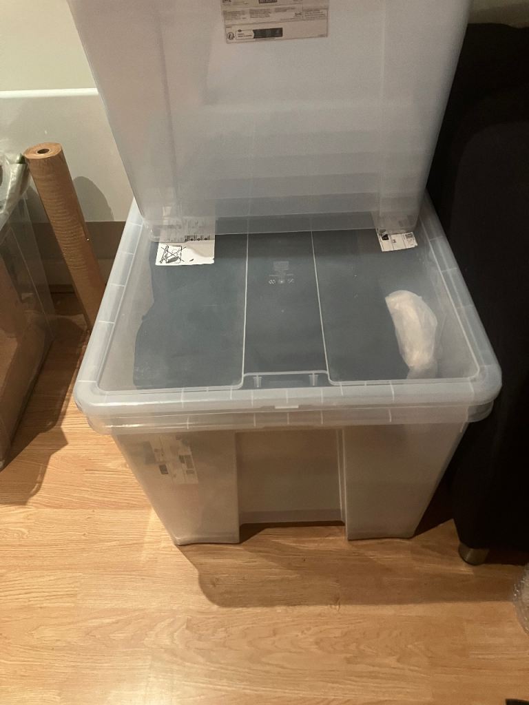 2 × IKEA SAMLA 130L Storage Boxes – 1 Original Lid Included
