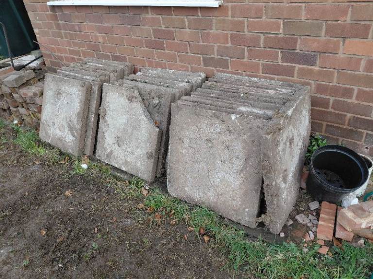 Concrete Paving Slabs – Grey, Fair Condition