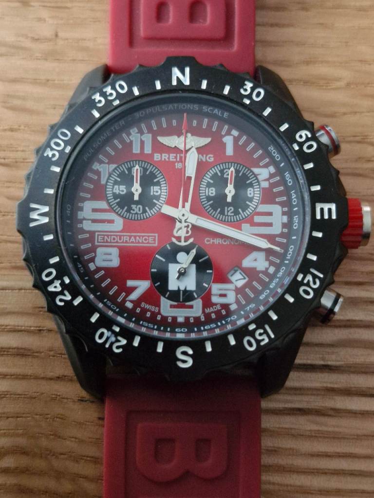 Breitling Endurance Pro Watch - Red Strap, Good Condition