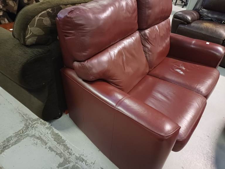 Red leather two-piece suite 