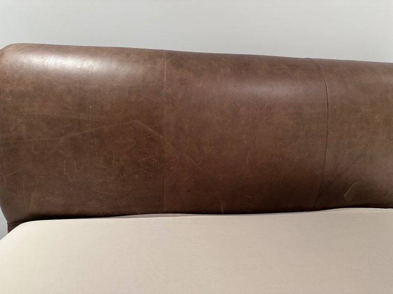 Brown Leather Sleigh Bed Frame – double