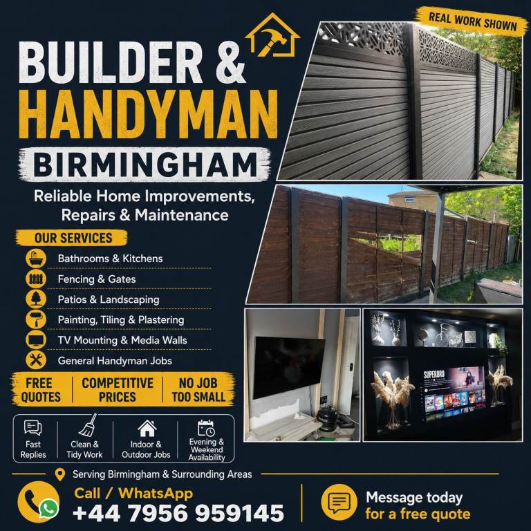 Builder & Handyman Birmingham | Bathrooms | Kitchens | Fencing | Landscaping | Free Quotes