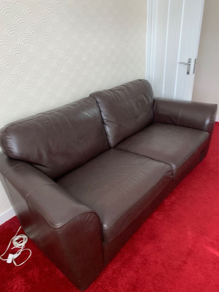 Brown leather sofa