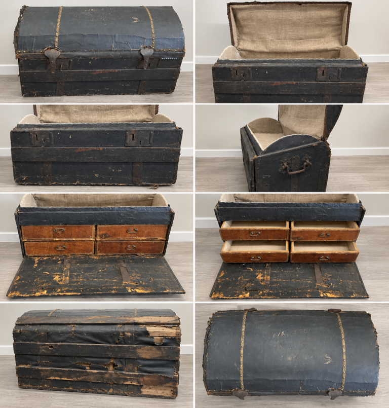 Rare 17th Century Pony Hide Dome Top Trunk / Chest – Dated c.1680