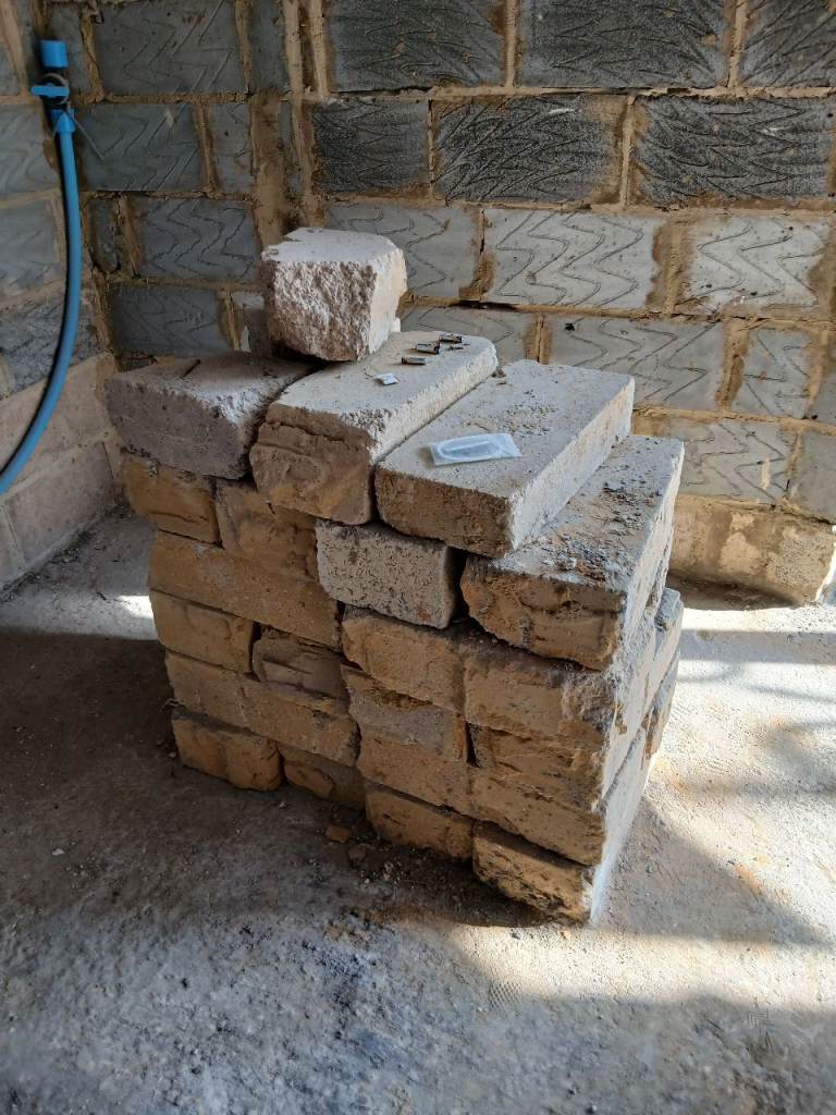 Building blocks and jumbo bag of builders sand