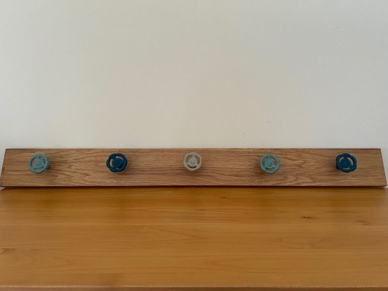 Conran x M&S Coat Rack with 5 Blue/Grey Knobs
