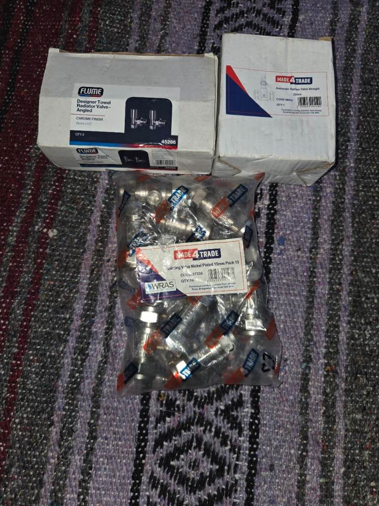 Plumbing Bundle – Radiator Valves, Isolating Valves & Bypass Valve (New)