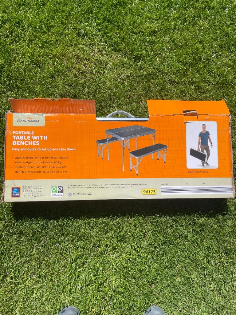 Foldable portable picnic table and benches