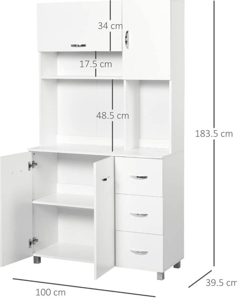 New White Storage Cabinet with Shelves and Drawers