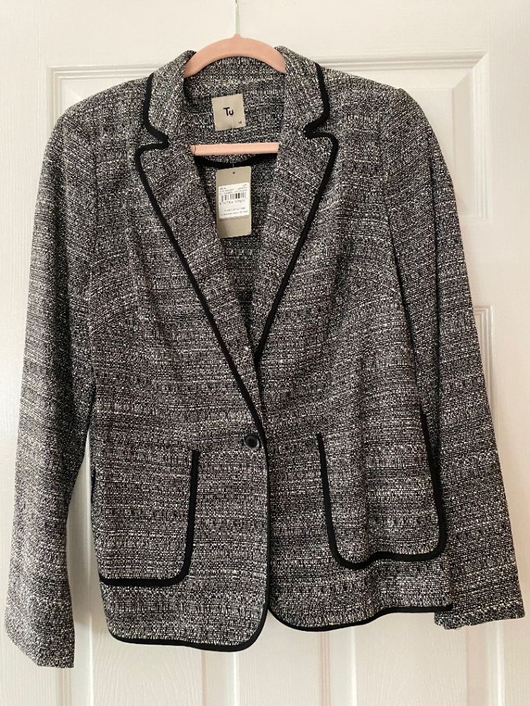 Tu Grey Tweed Jacket Size 14 – Brand New with Tags