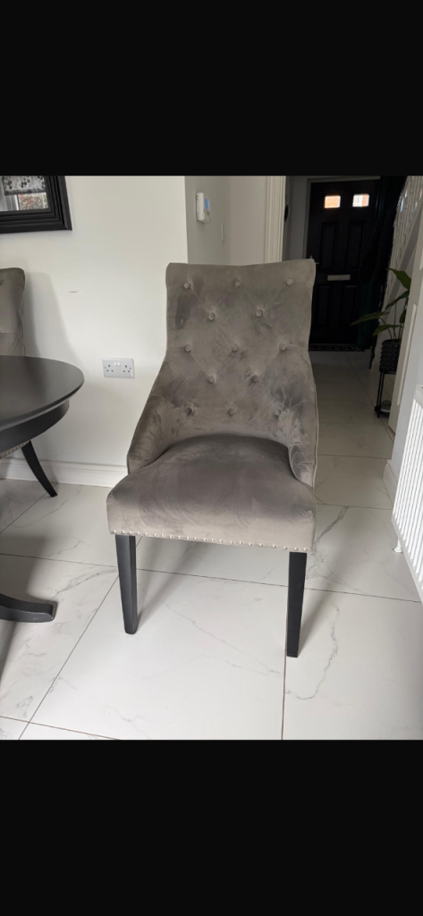 Grey velvet dining chairs