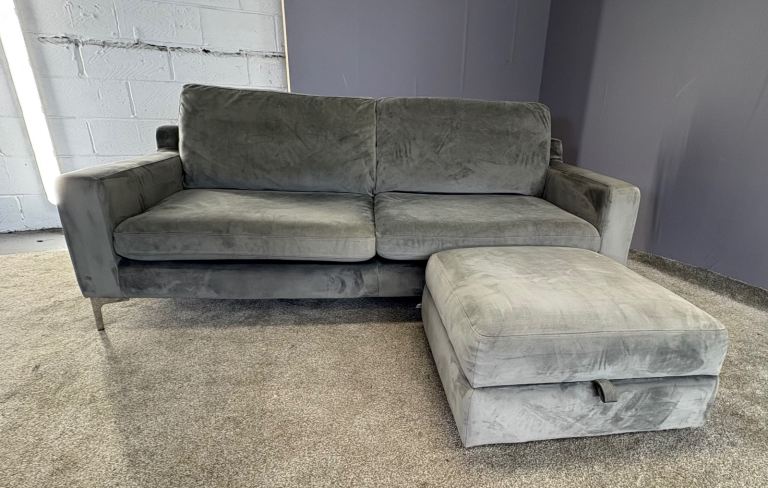 Grey Dwell 3 seater Sofa W/ matching Foostool DELIVERY AVAILABLE!