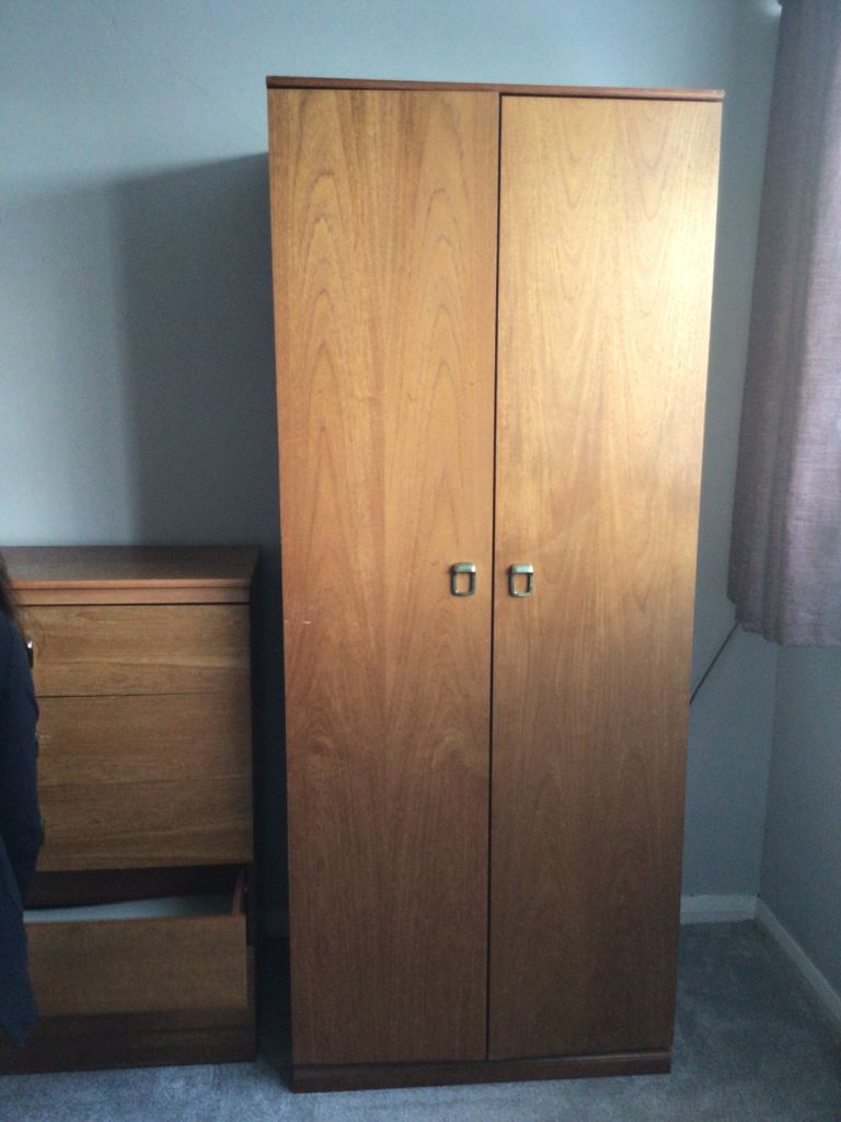 Wooden Wardrobe and Chest of Drawers Set – Good Condition