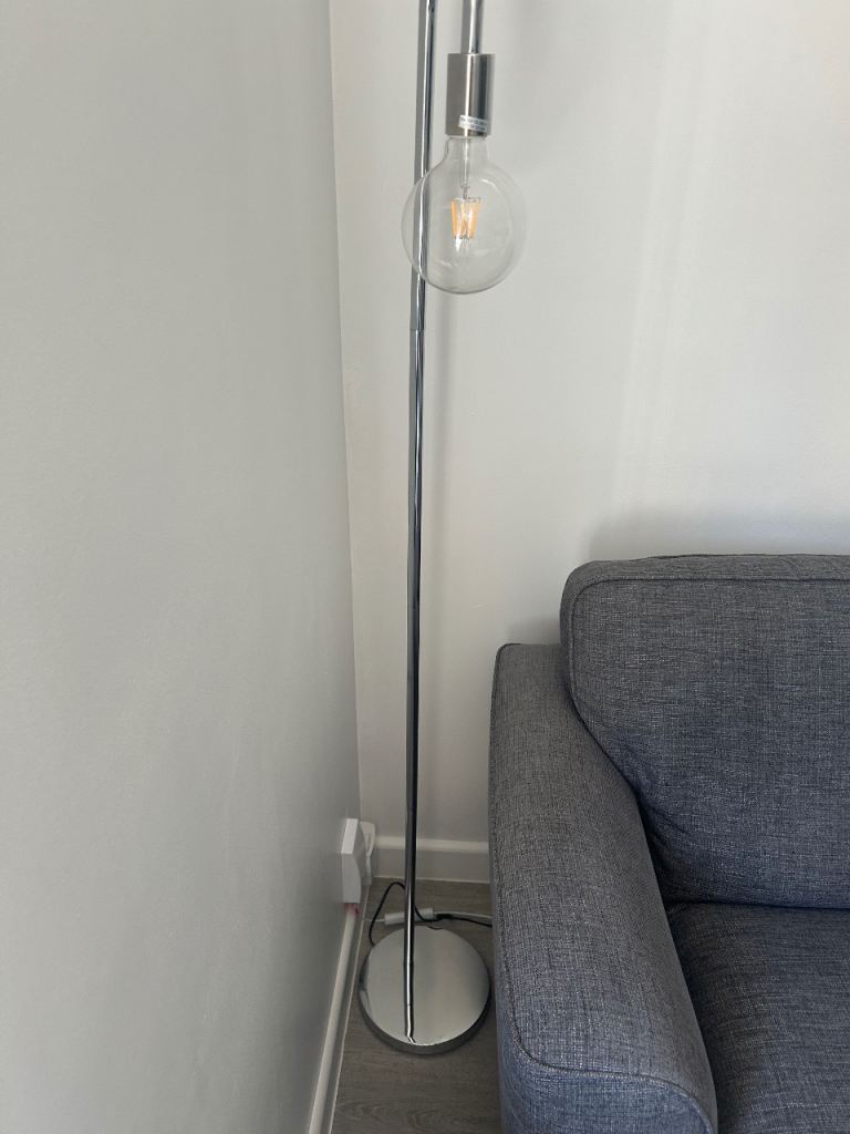 Habitat Modern Silver Floor Lamp with Bulb – Good Condition