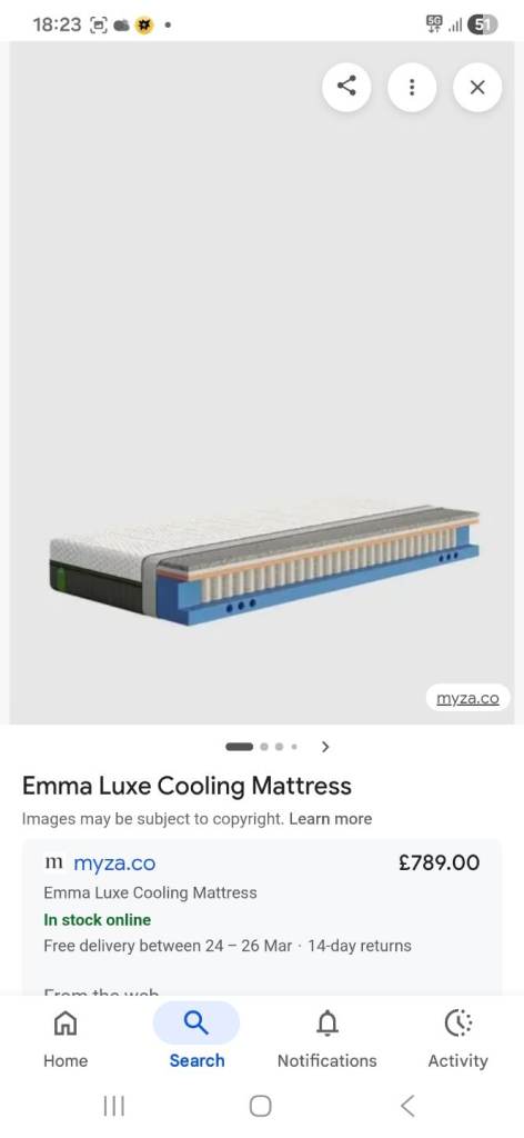 Emma Luxe Cooling Mattress Double rrp £1100 new 