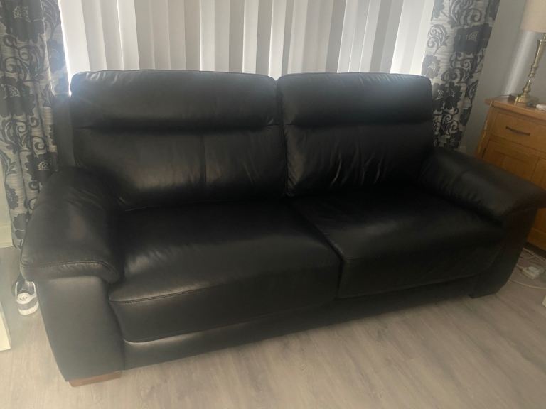 DFS Black Leather 3-Seater Sofa and Electric recliner Armchair - Mint Condition, only 18 months old