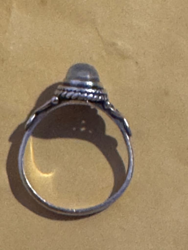 Silver Ring with Moonstone - Size M/N, Good Condition
