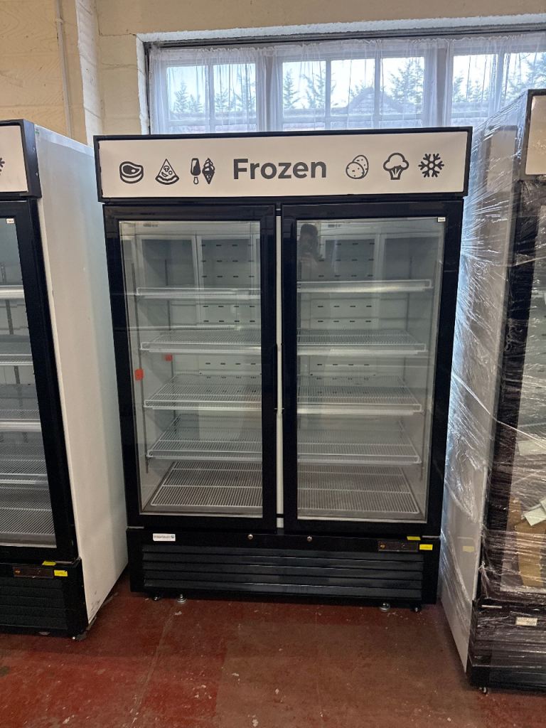 Commercial upright display double freezer for shop cafe restaurant 
