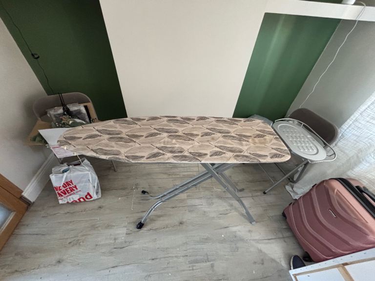 Grey Ironing Board with Patterned Cover 