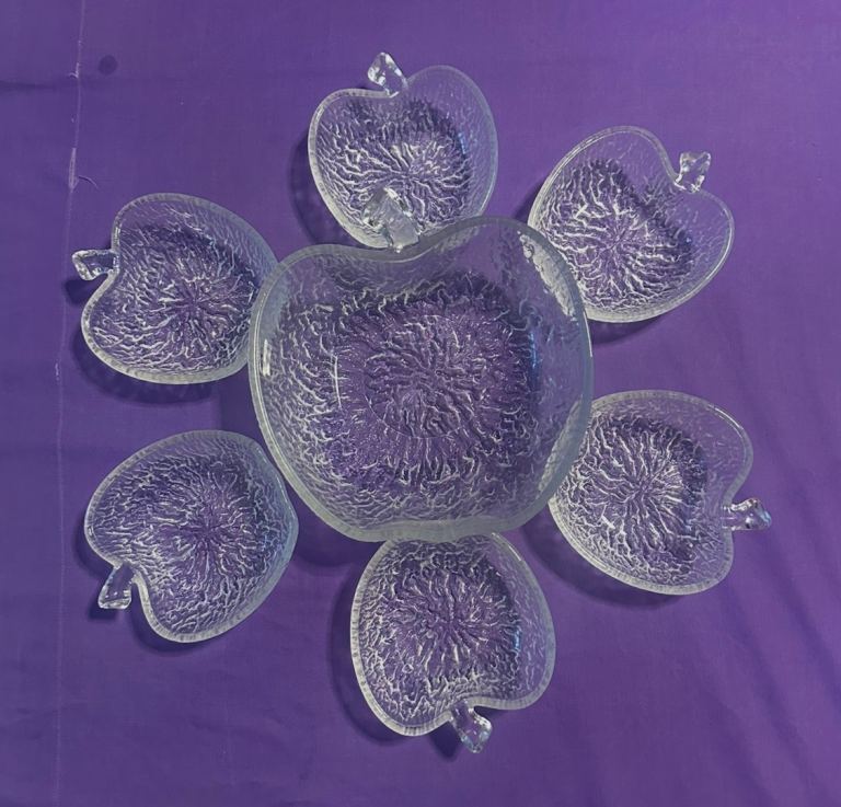 Clear Glass Apple Shaped Bowl Set - Good Condition