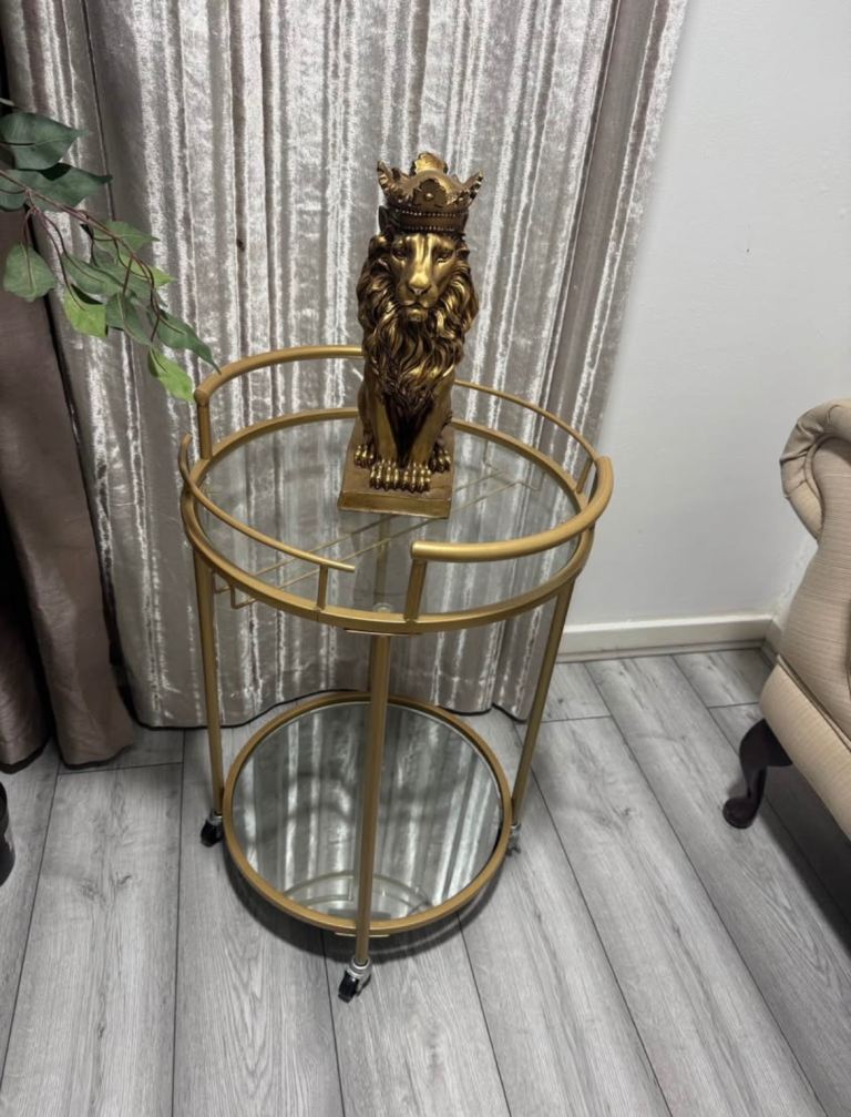 Gold side table drinks trolley bar