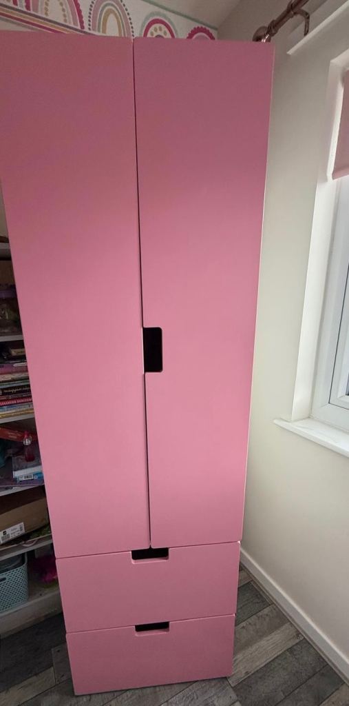 Pink IKEA stuva children’s wardrobe drawers
