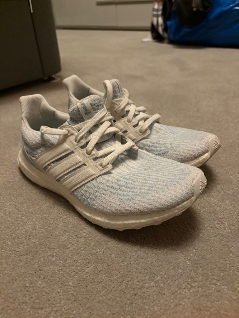 Adidas Parley Ultraboost Trainers - White/Light Blue, Good Condition