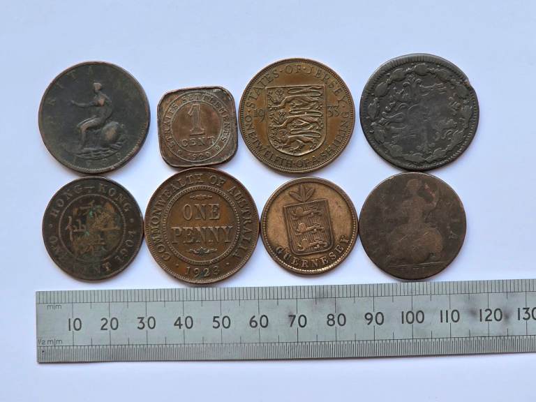 Antique 1700s/1900s Various British+World Coin Collection 8pcs