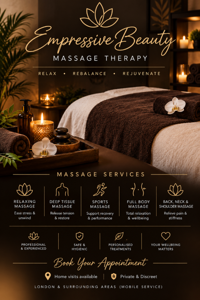 Mobile/outcall Massage and beauty therapist 