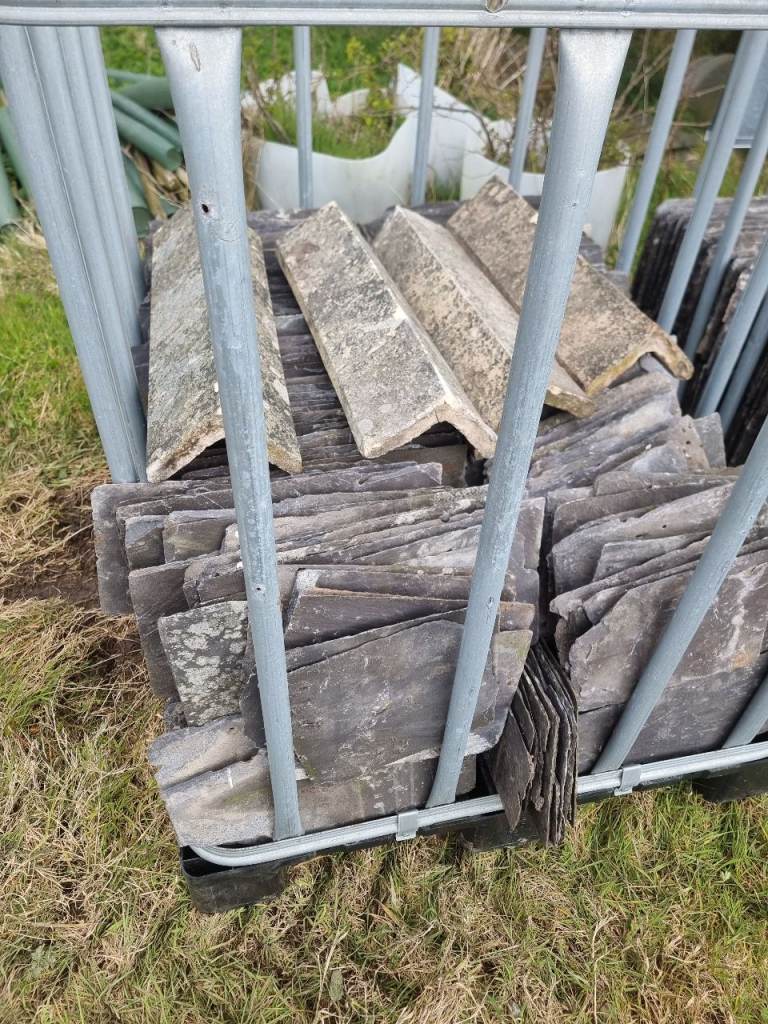 3 Crates Of Reclaimed Welsh Slates For Sale 