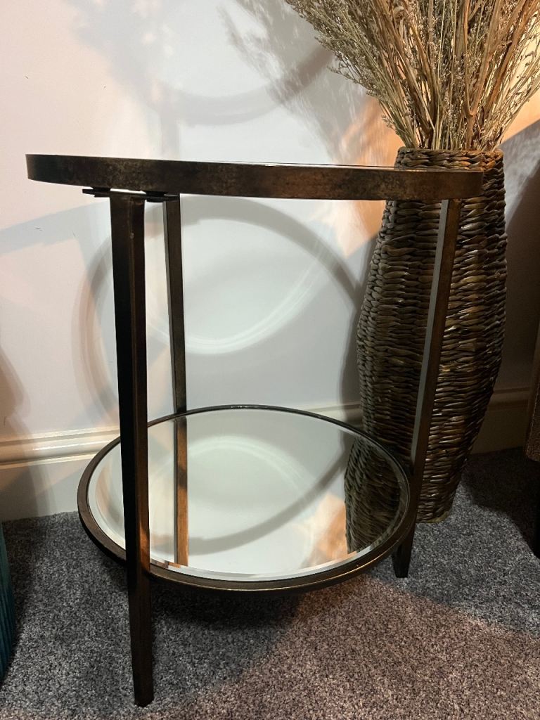 Rustic vintage mirrored side table