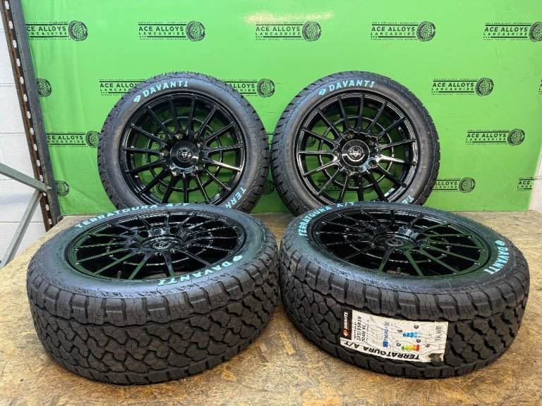 *BRAND NEW* WOLFRACE SUPER T FORD TRANSIT CUSTOM 18” 5x160 ALLOY WHEELS + DAVANTI ALL TERRAIN TYRES