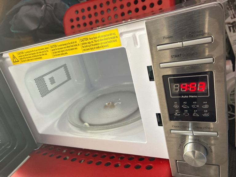 Good Condition Silver Microwave Oven with Digital Display