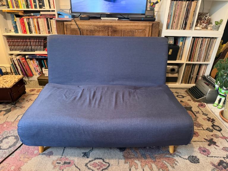 Double sofa bed - Blue Fabric, Good Condition