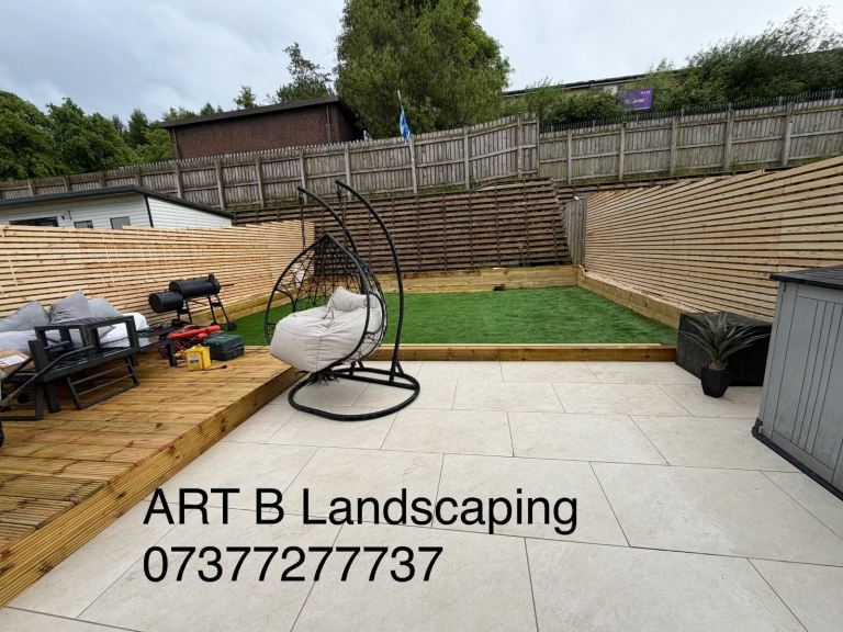 ART B Landscaping/ patio/ porcelain tiles/artificial grass/ pergola/ fencing 