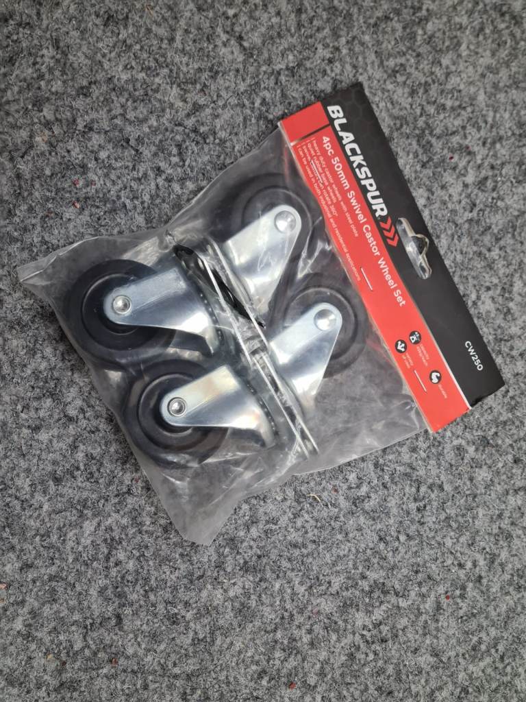 BLACKSPUR 50mm Swivel Castor Wheel Set – 4 Pack Heavy-Duty Furniture & Trolley Wheels