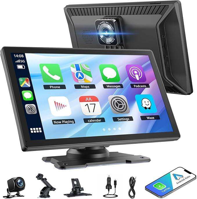 Apple CarPlay Android Auto with front and rear 4k dash cam
