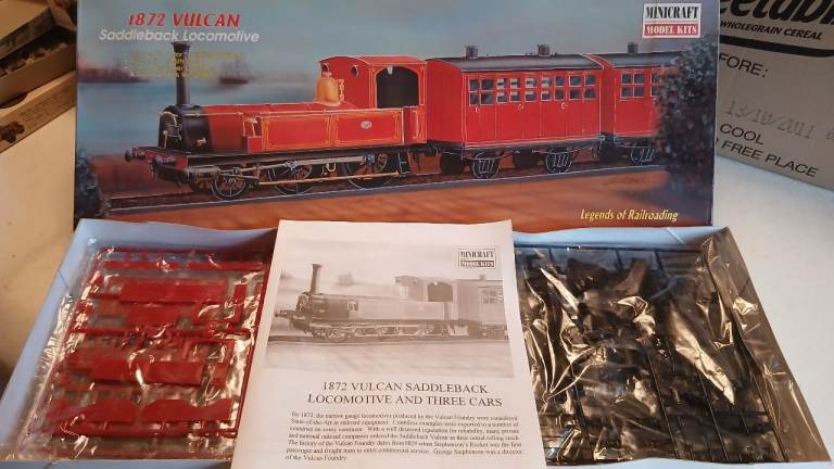 Minicraft Model Kits 1872 Vulcan Saddleback Locomotive (#11103) in 1:45 scale.