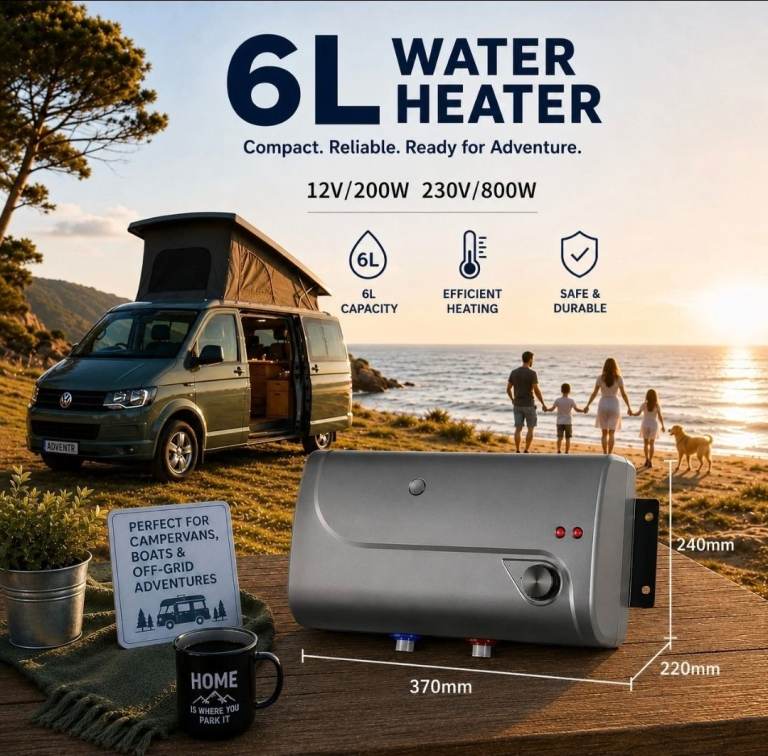 6 litre 12v/230v campervan water heater 