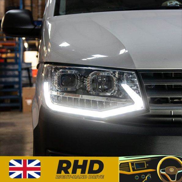 VW Transporter T6 LED Headlights, DRL with Sequential indicator - Brand new, Chrome