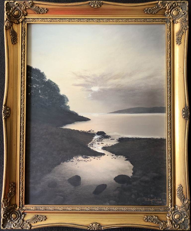 Stunning Isle Of Bute Acrylic Painting Scottish Landscape Moonlit Loch
