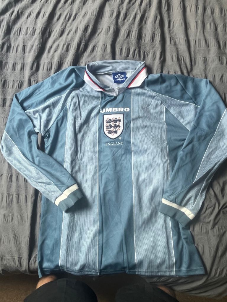 England Football Shirt Long Sleeve 1996 Away size Mens XL